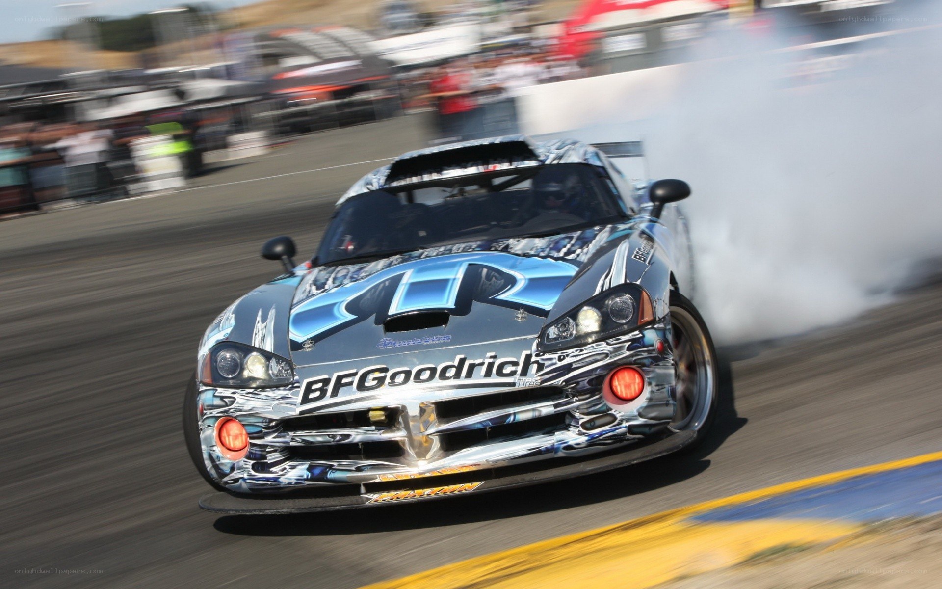 Drifting race car on track
