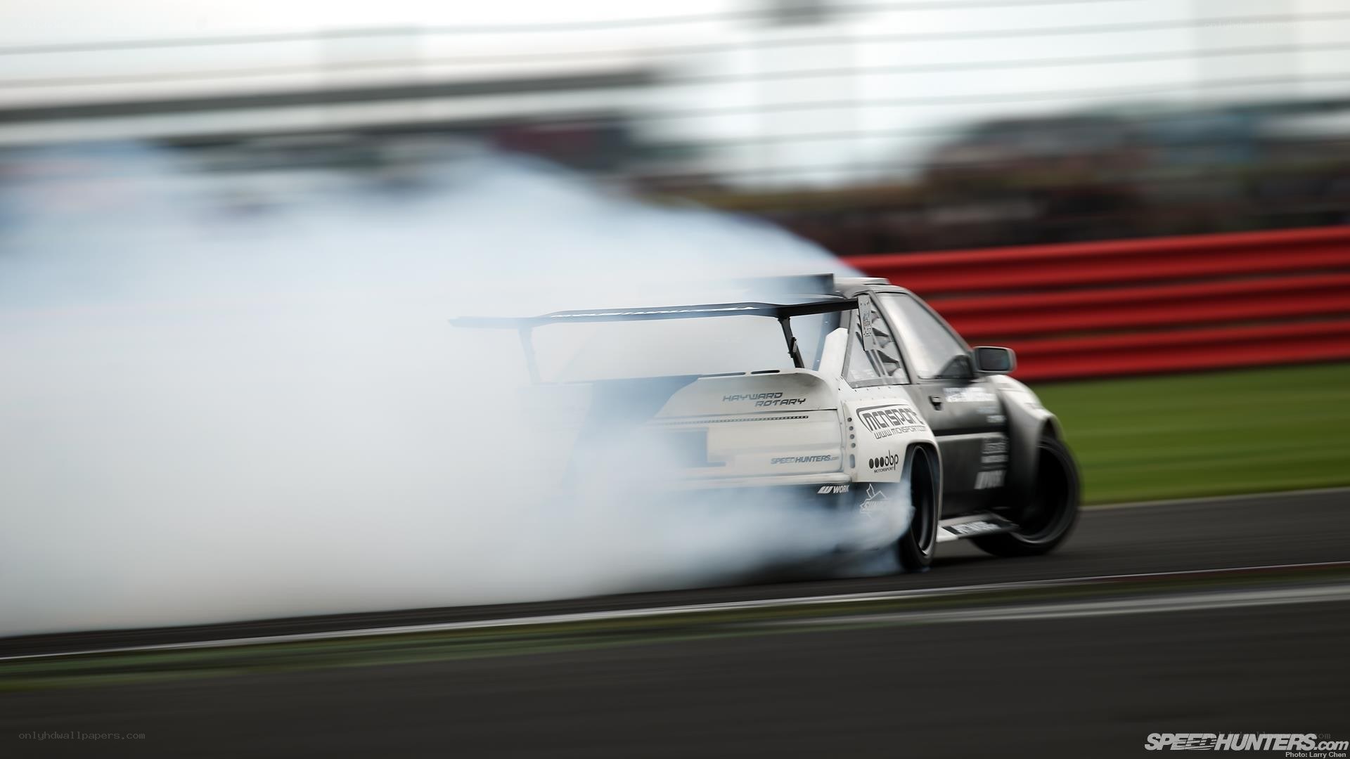drifting race car on track