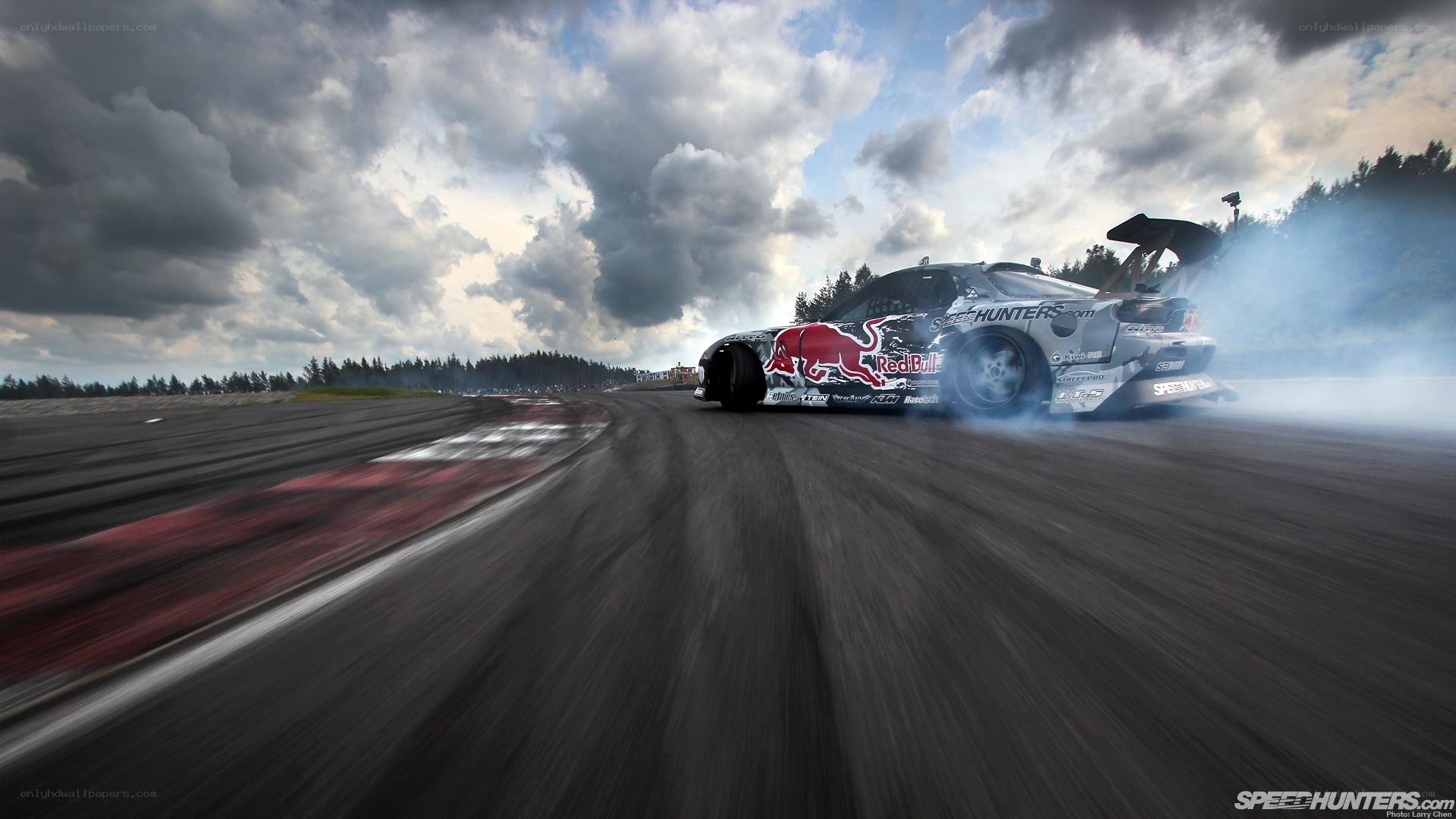 Drifting race car on track