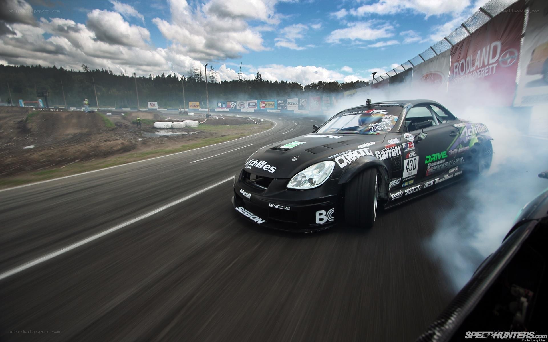 Drifting race car on track