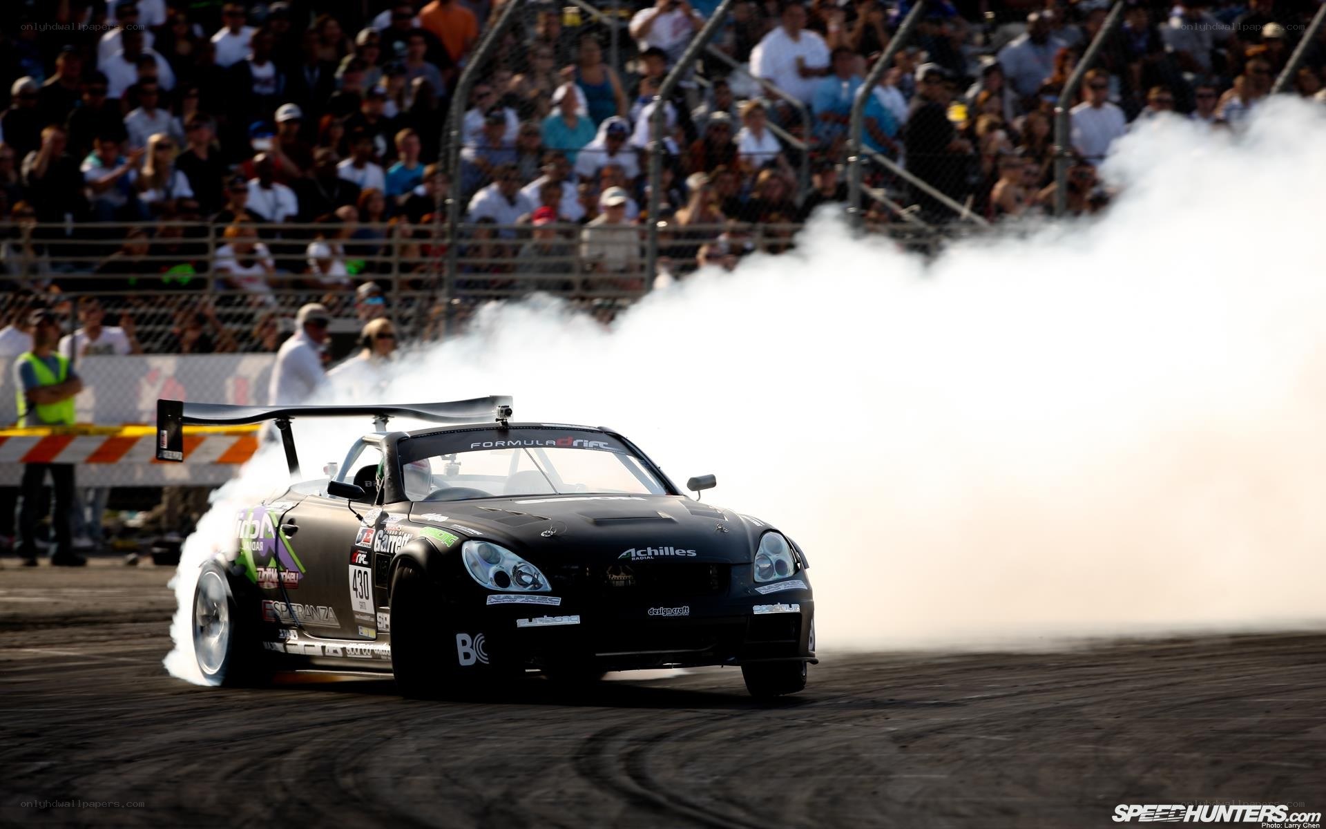 Drifting race car on track