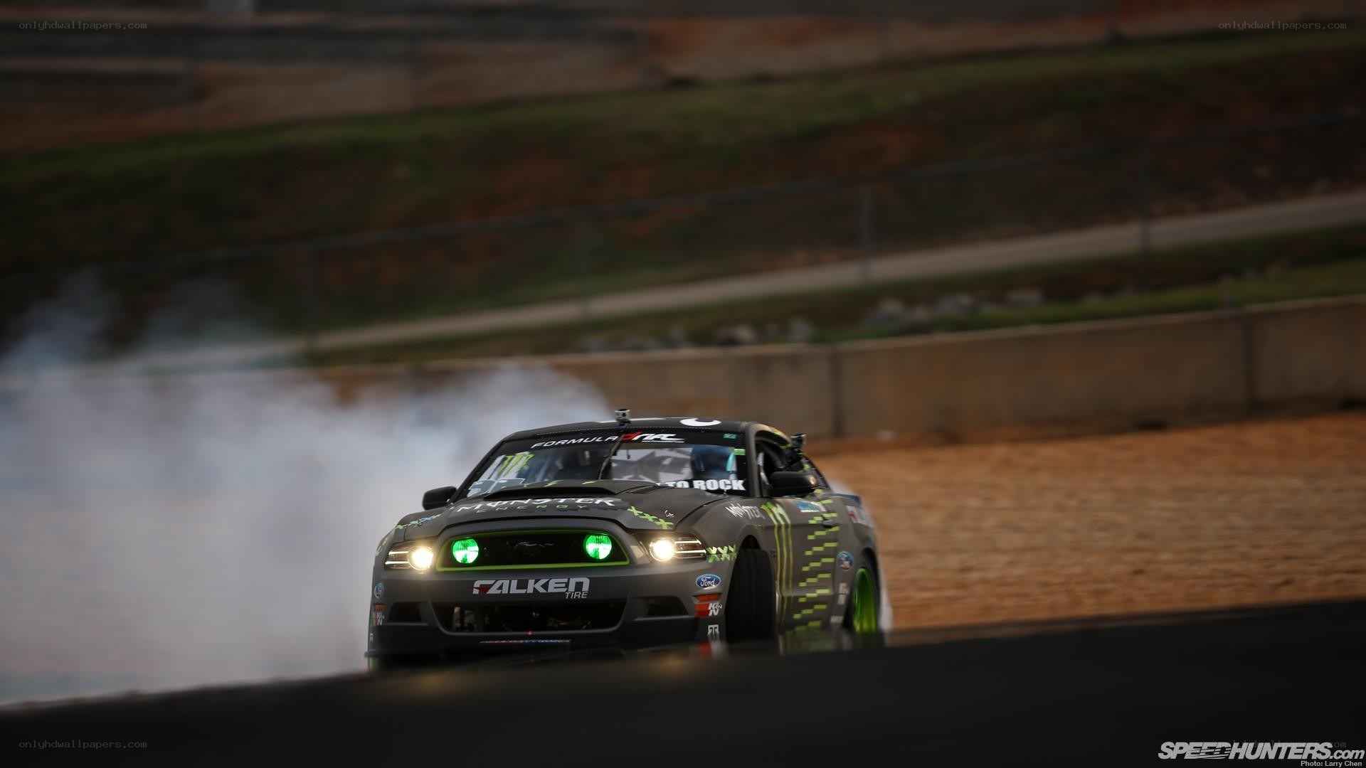 Drifting race car on track