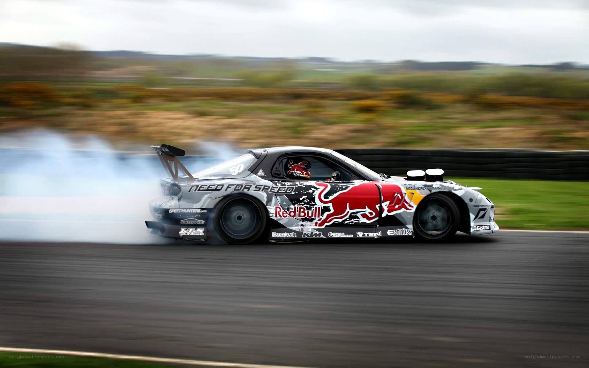 drifting race car on track