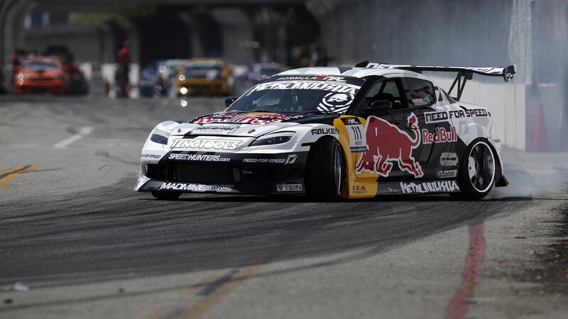 drifting race car on track