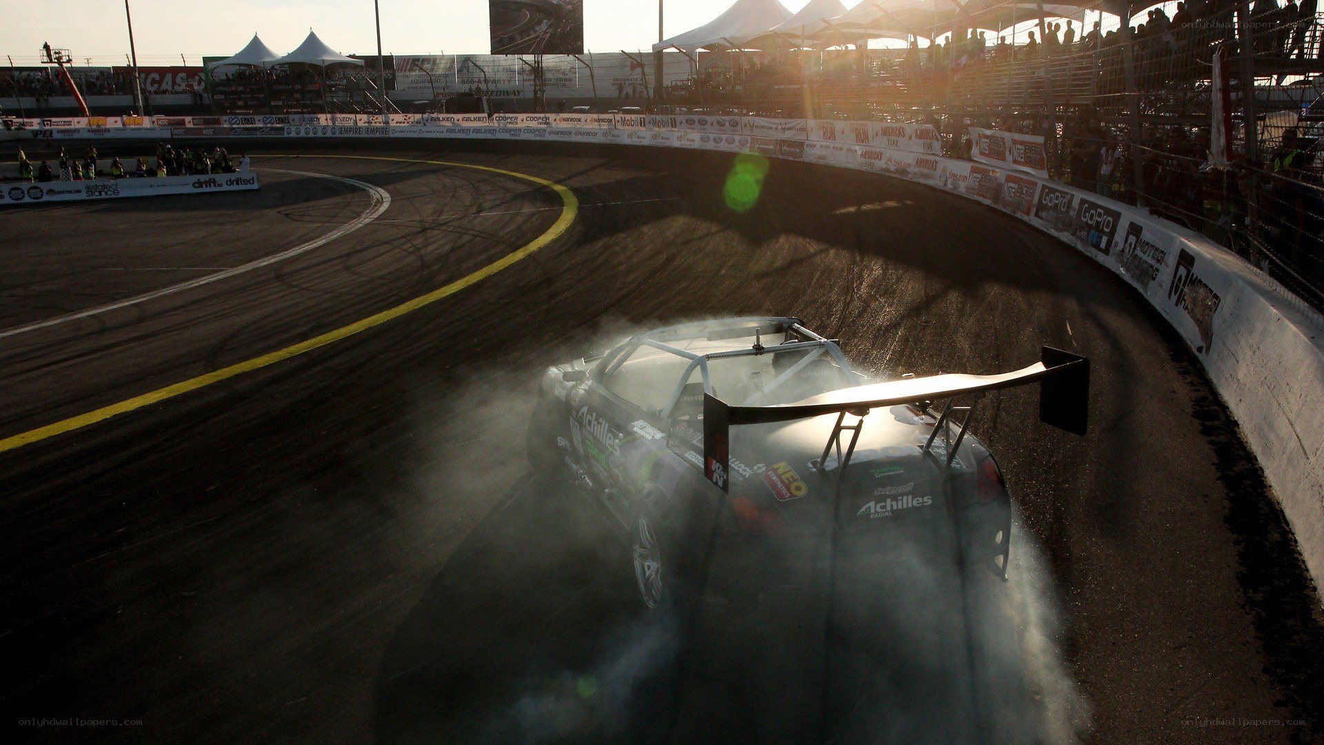 Drifting race car on track