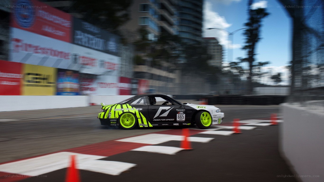 Drifting race car on track