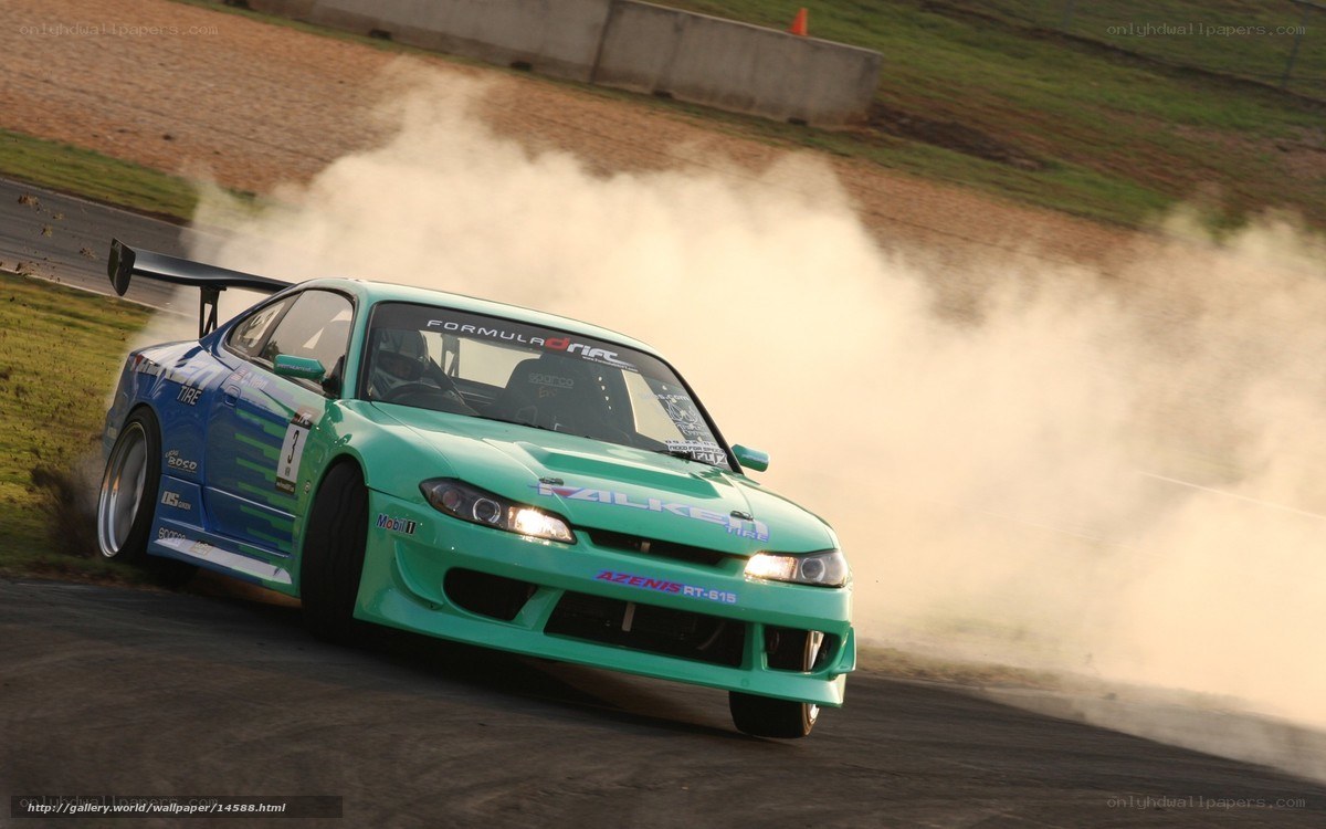 drifting race car on track