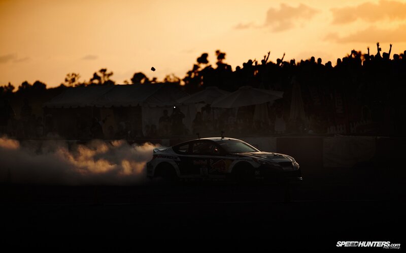 Drifting Race Car — Orange, Dramatic, Sunset
