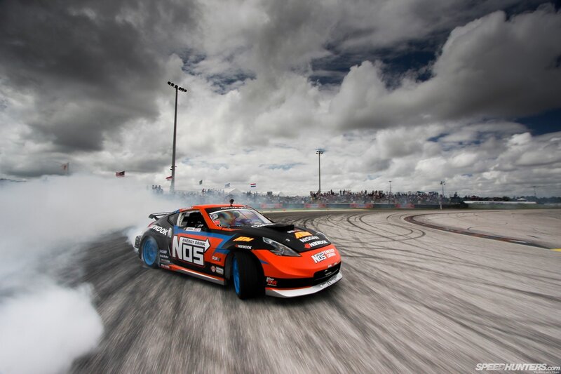 Drifting Race Car — Orange, Dramatic