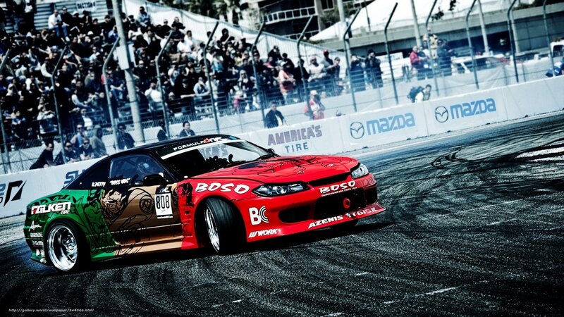 Drifting Race Car — Red, Dynamic, Afternoon, Photograph