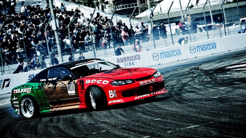 Drifting Race Car — Red, Dynamic, Afternoon