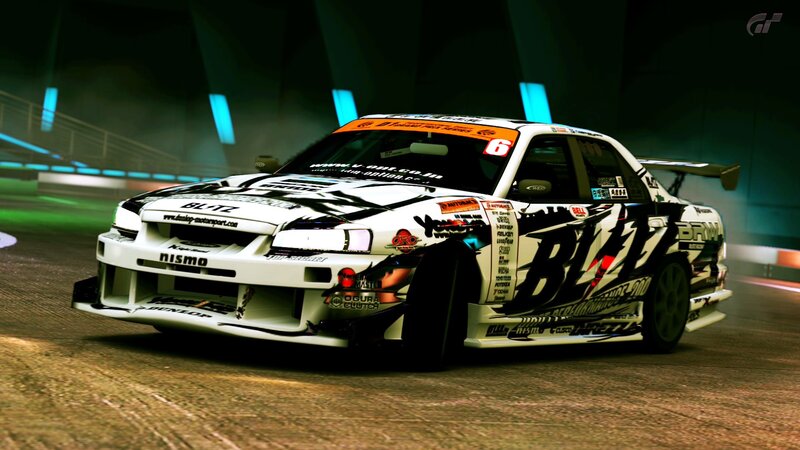 Drifting Race Car — White, Dramatic, Night, 3d Render