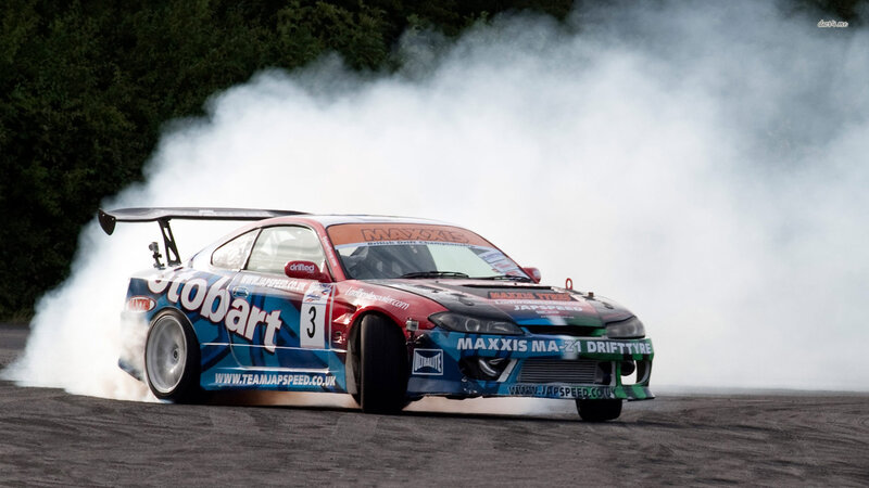 Drifting Race Car — White, Dramatic