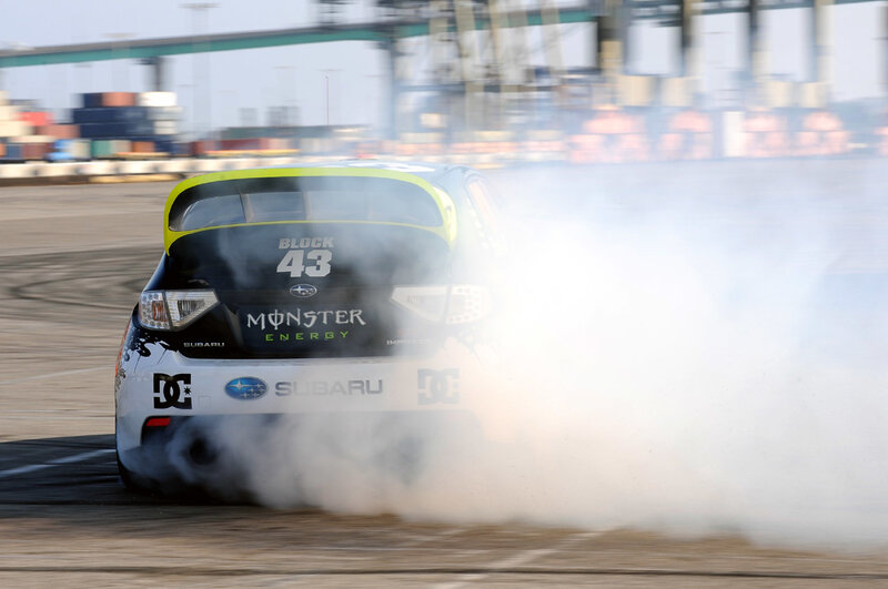Drifting Race Car — White, Dynamic, Afternoon, Photograph, Smoke, Race Track