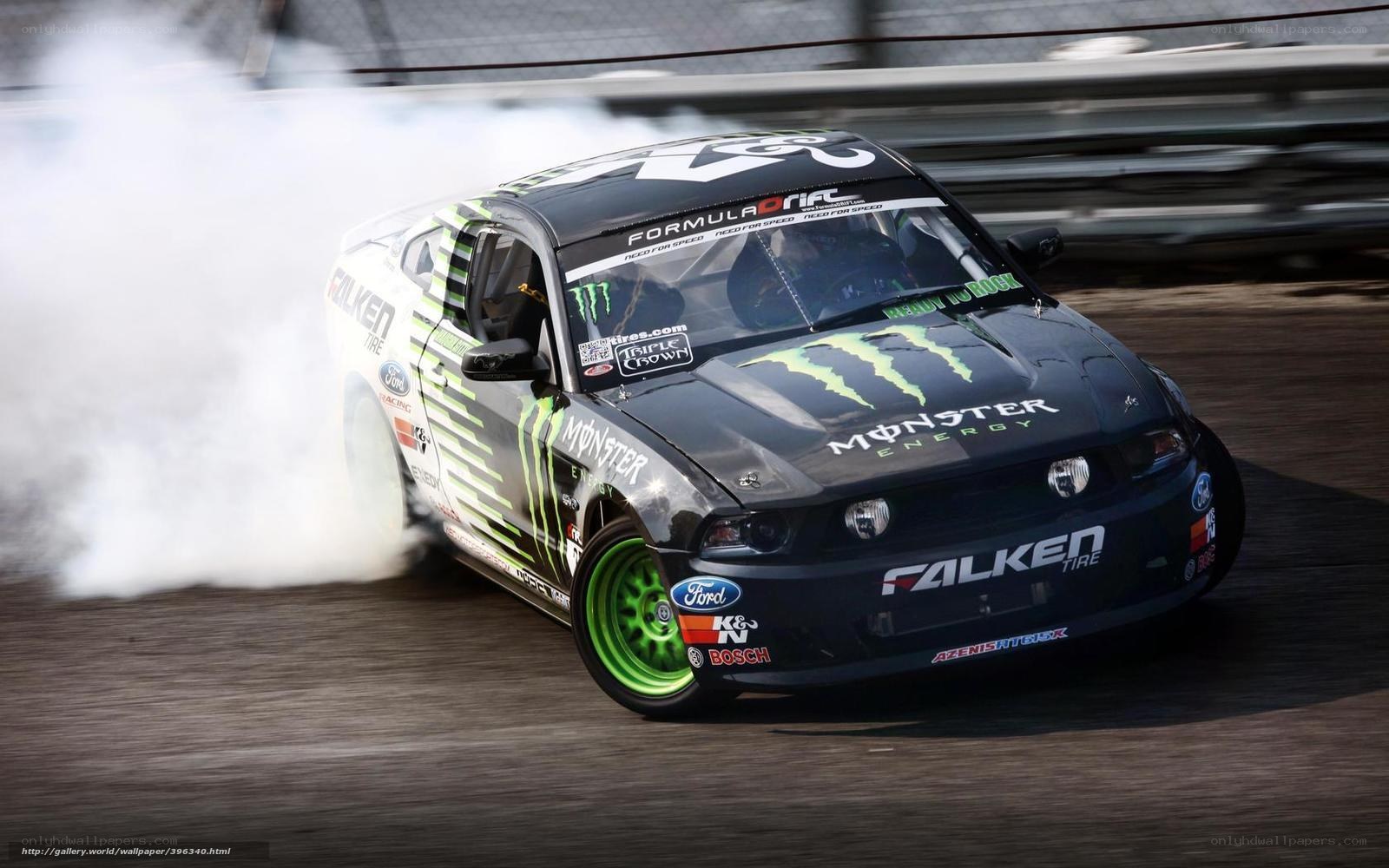 drifting race car with smoke