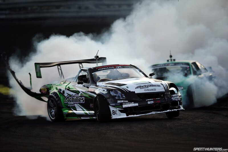 Drifting race cars in action