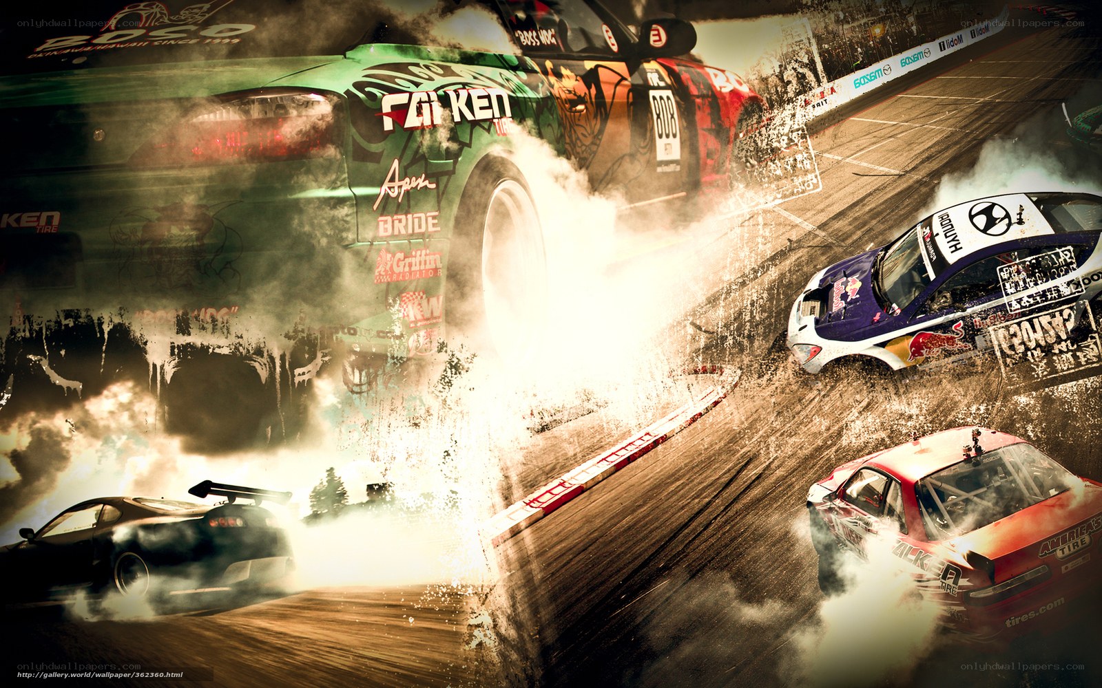 Drifting race cars in action