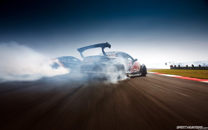Drifting race cars on track