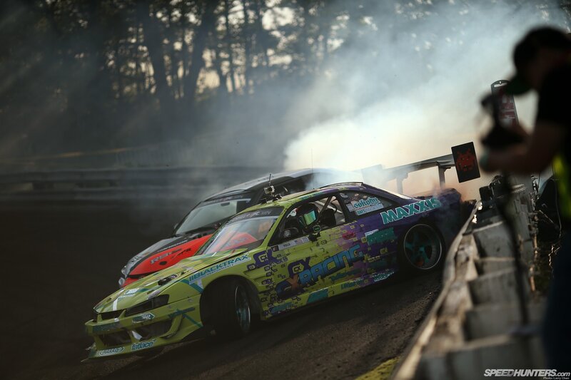 Drifting race cars on track