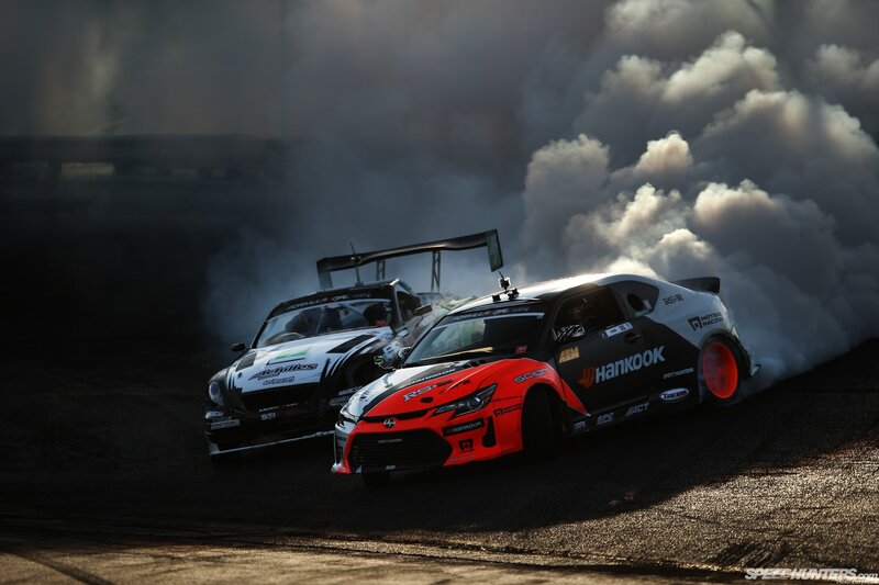 Drifting race cars on track