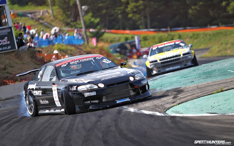 Drifting race cars on track