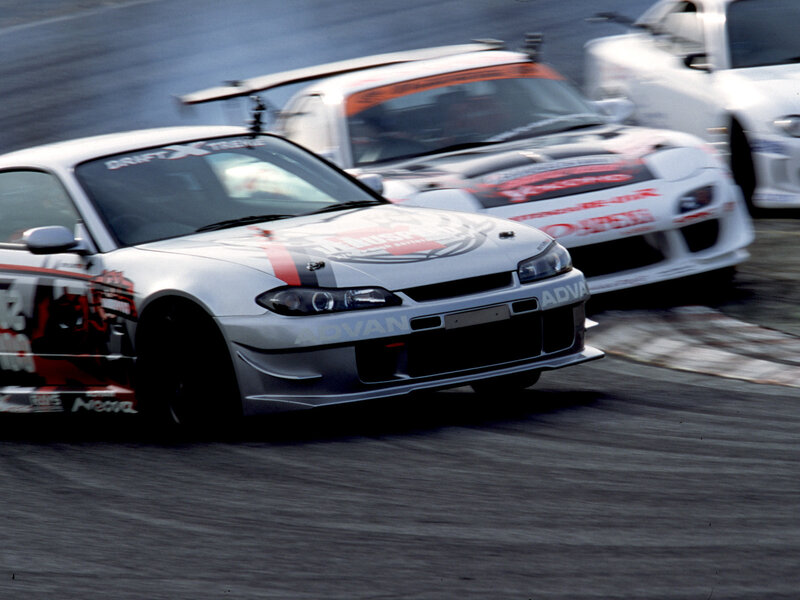 Drifting race cars on track