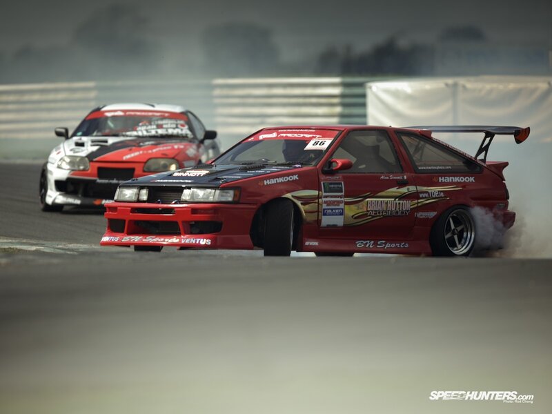 Drifting race cars on track