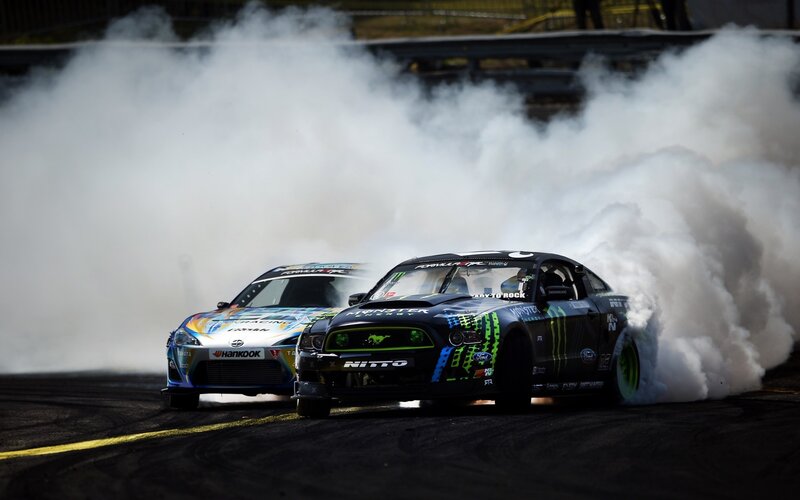 Drifting race cars on track