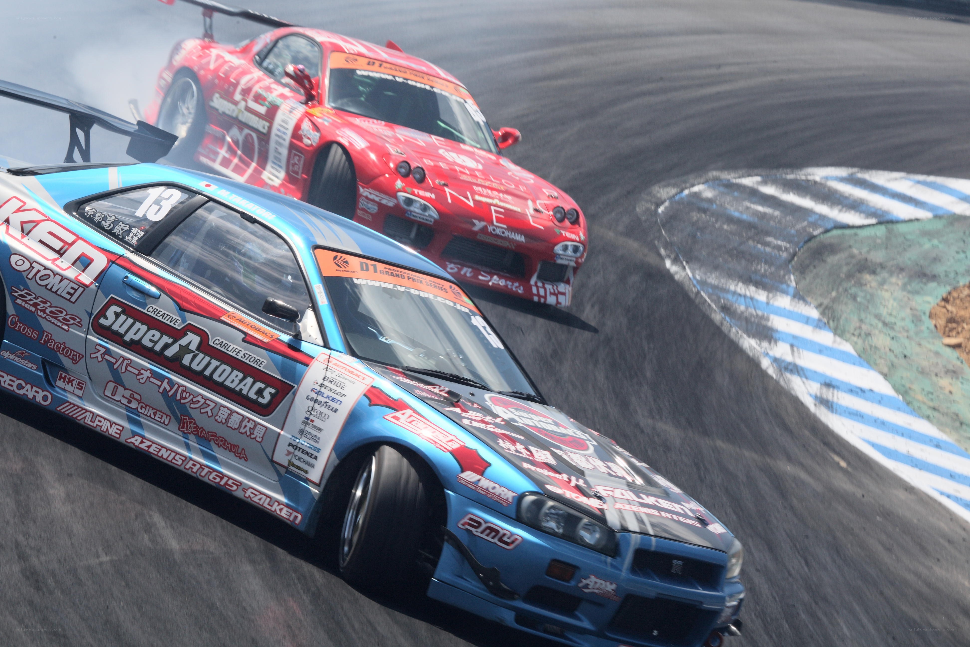 Drifting race cars on track