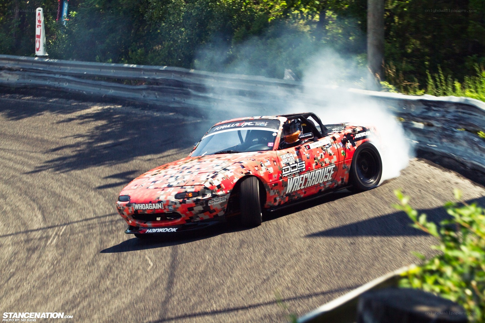 Drifting red sports car