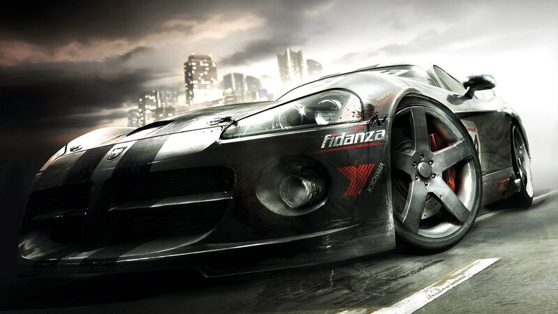 drifting sports car at night