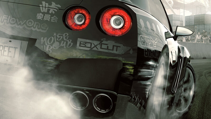 drifting sports car at night