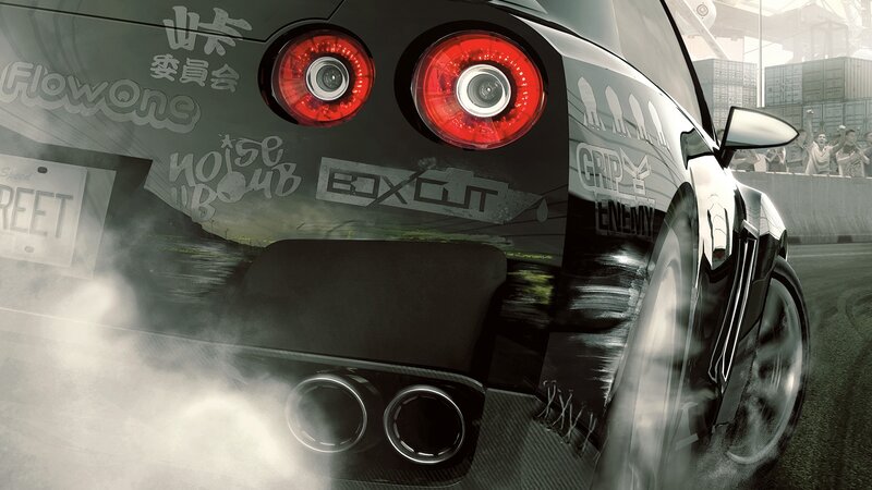 drifting sports car at night