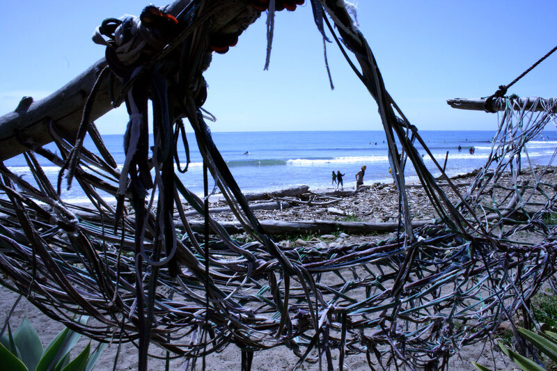 Driftwood and ropes on a beach