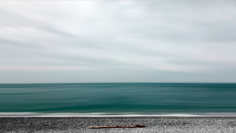Driftwood on Beach — Gray, Calm, Photograph