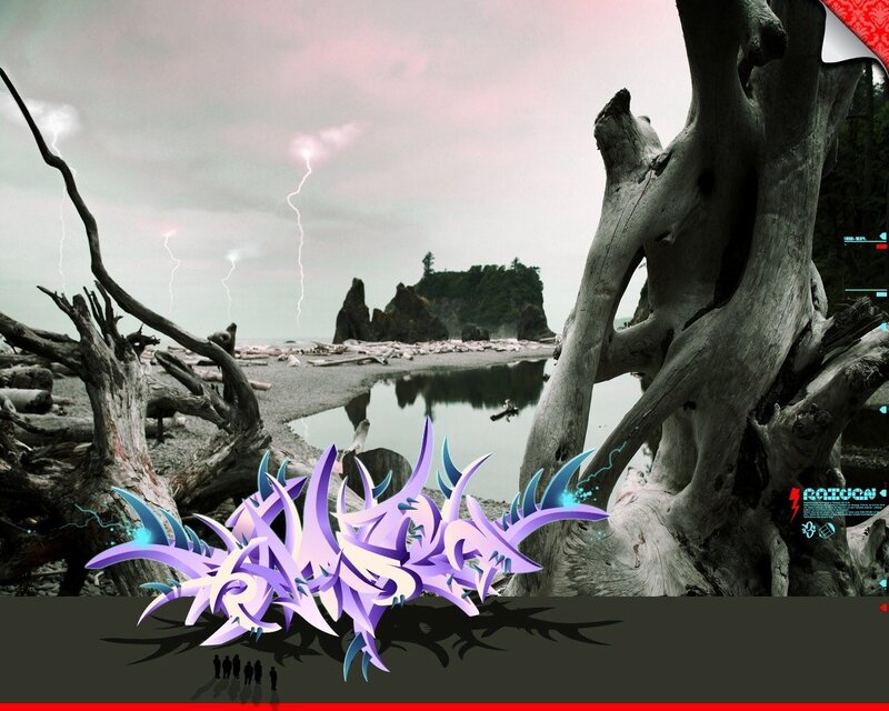 Driftwood on Stormy Beach — Purple