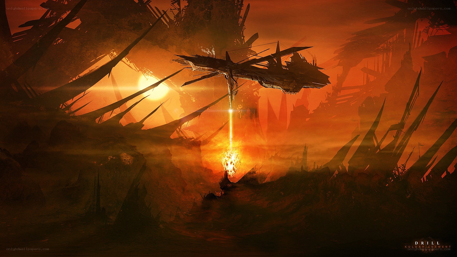 Drill in a post-apocalyptic landscape