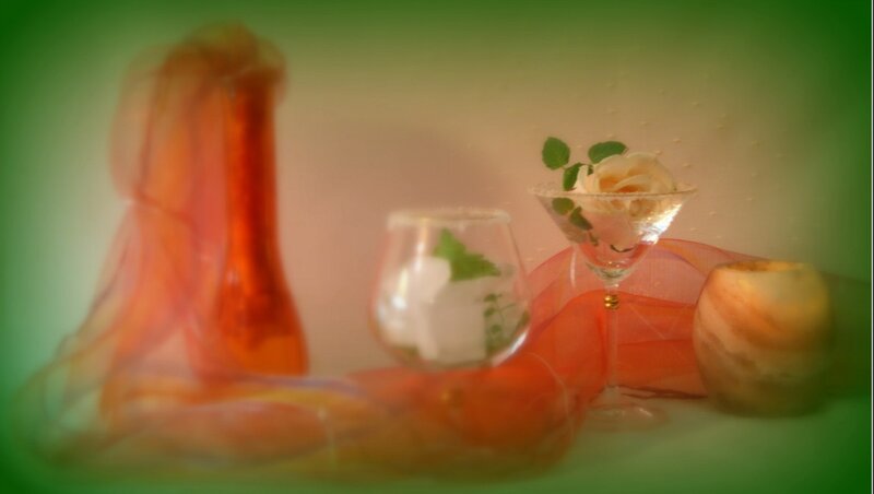 Drinks with Rose Garnish