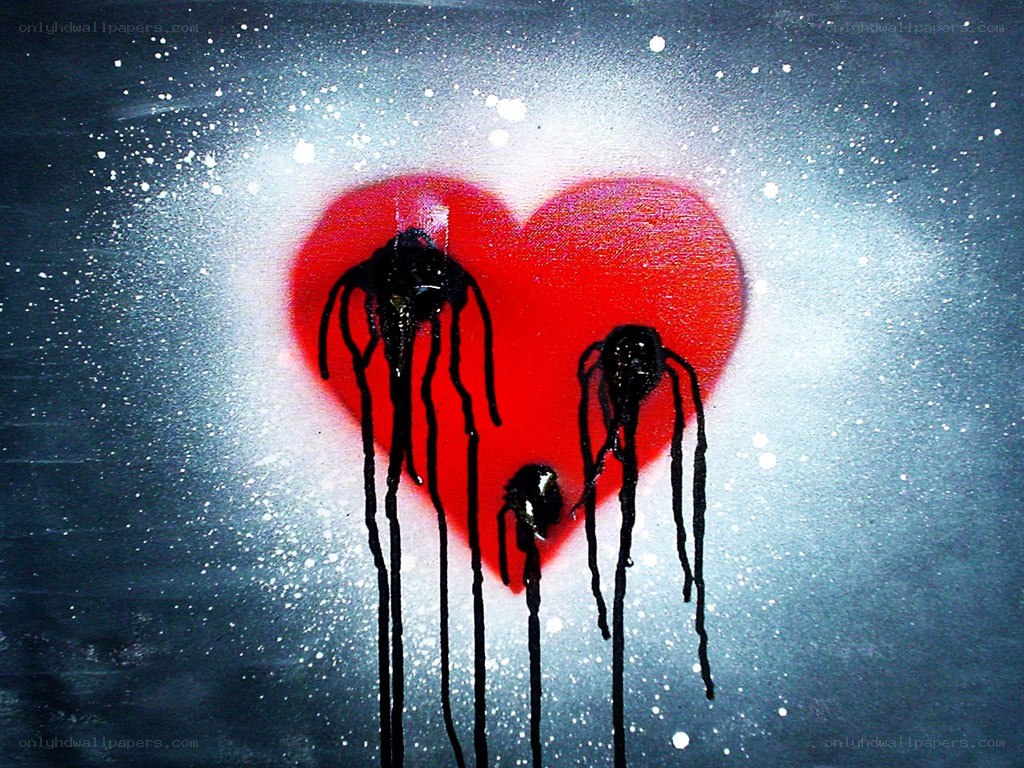 Dripping heart with black tendrils