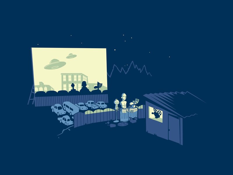 Drive-in Movie Theater — Blue, Calm, Night