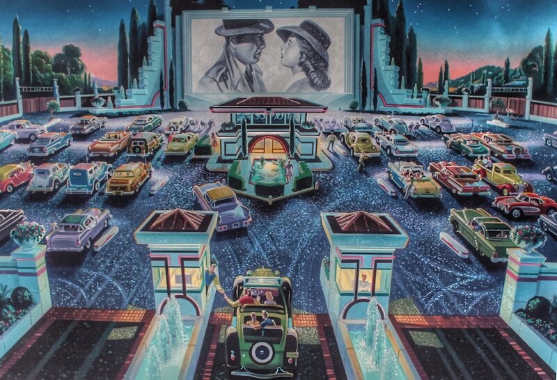 Drive-in Movie Theater — Blue, Nostalgic