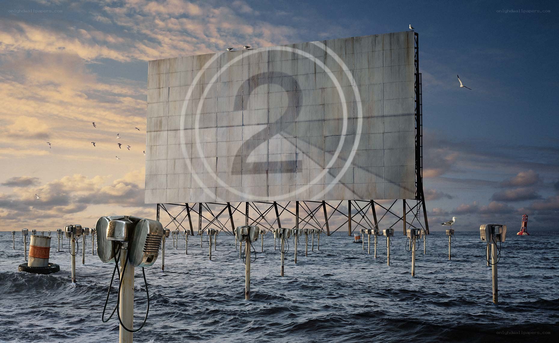 Drive-in theater in the ocean