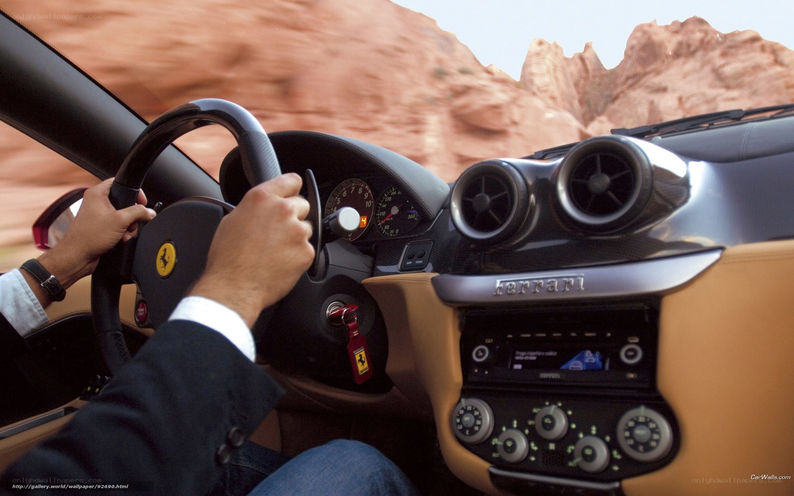 Driver in a Ferrari sports car