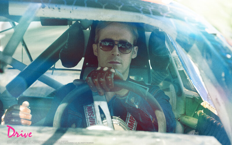 Driver in a race car