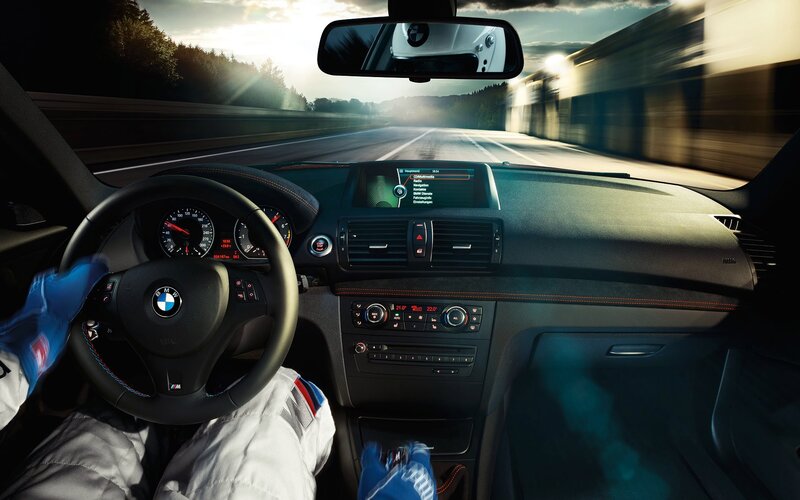Driver's view of BMW on a road