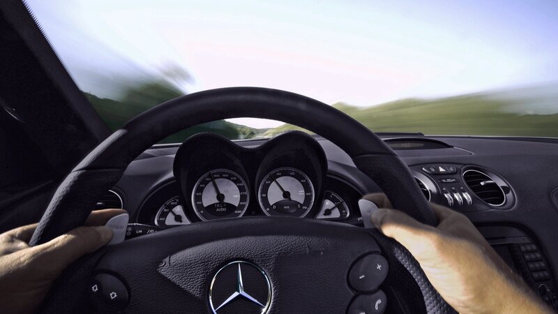 Driving a Mercedes-Benz car