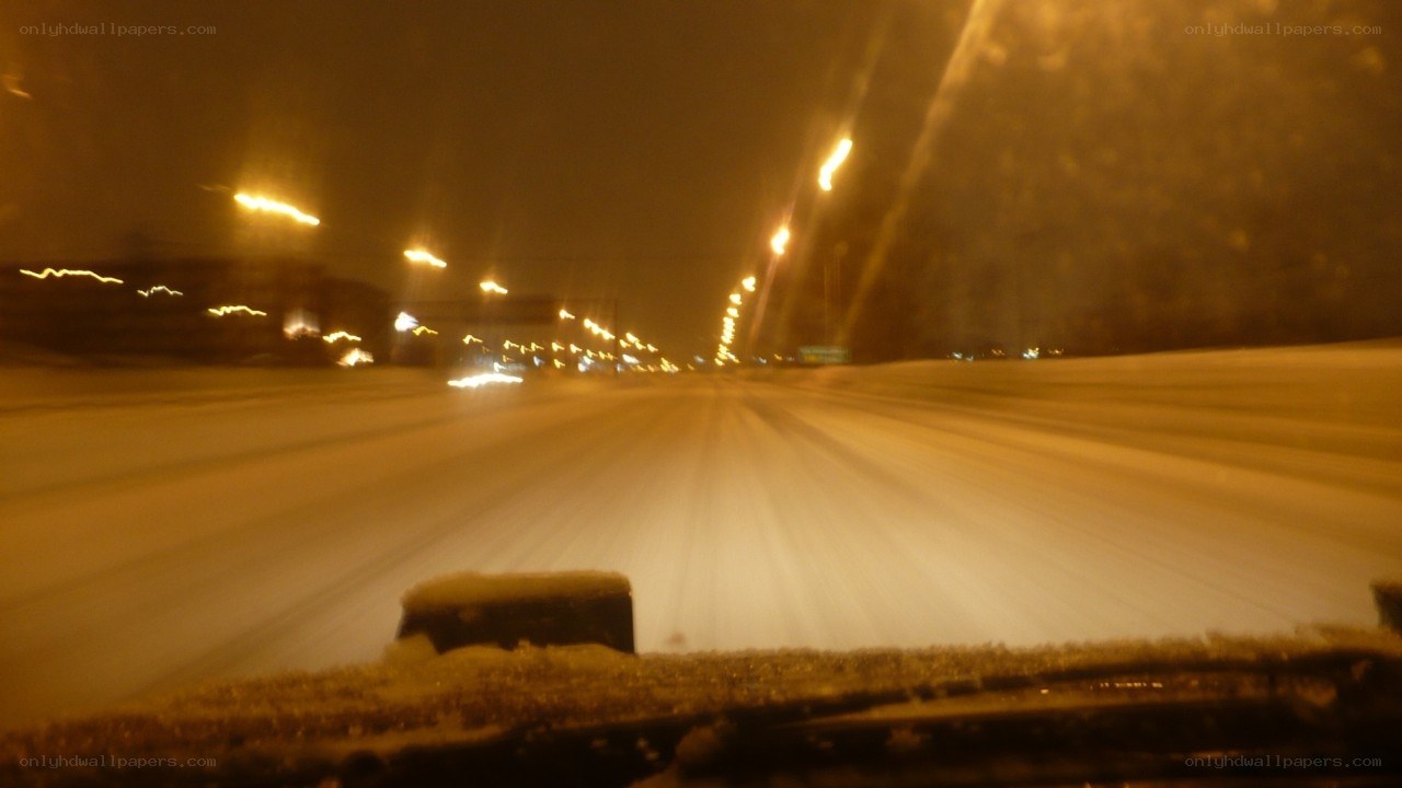Driving in a snowy night