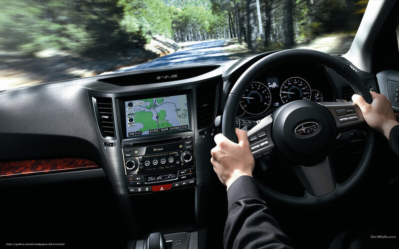 Driving in a Subaru car