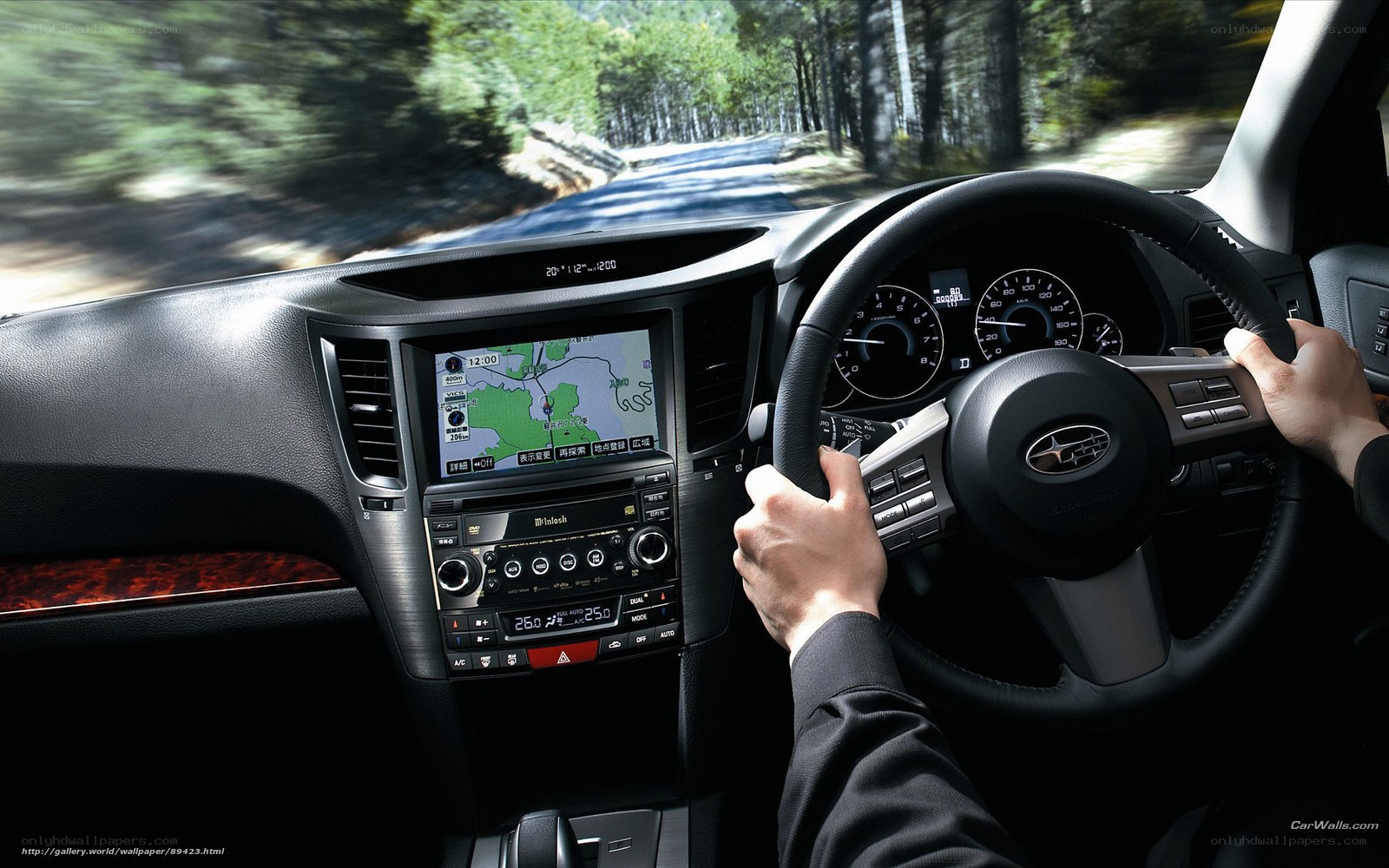 Driving in a Subaru car
