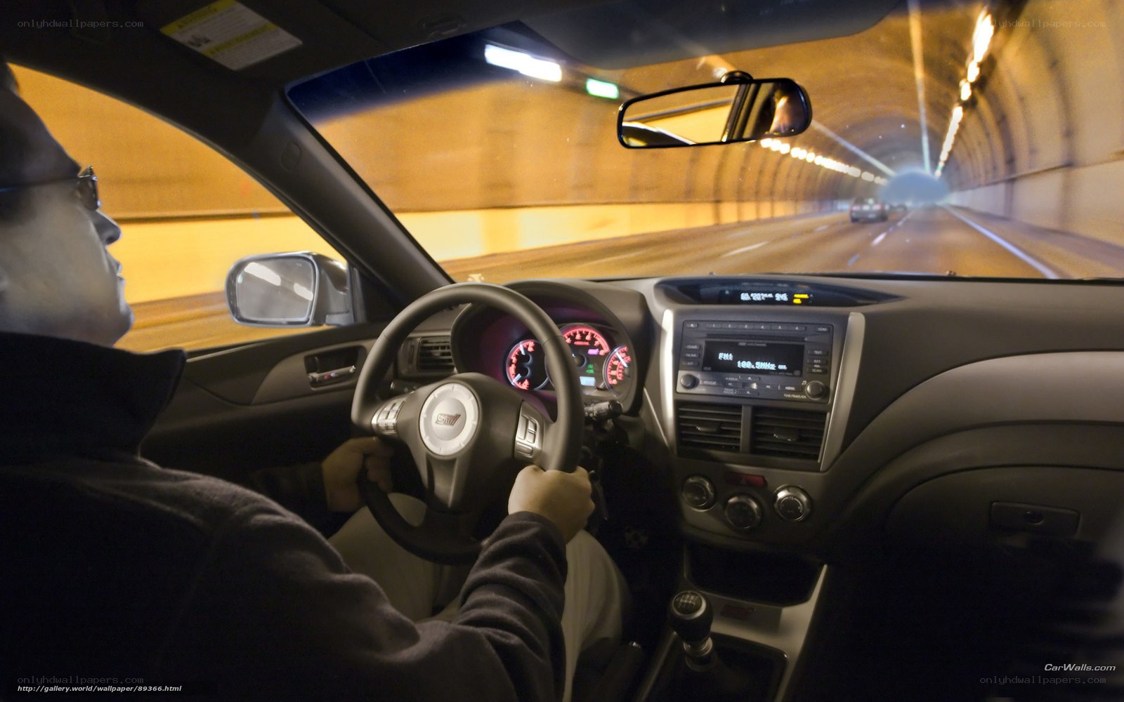 Driving in a tunnel at night